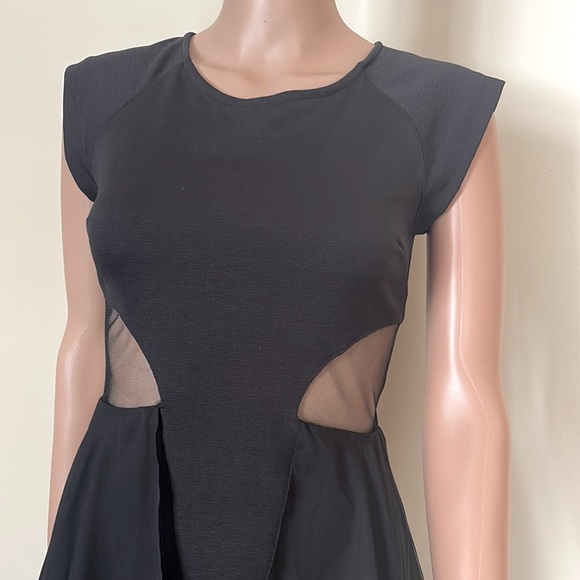 FINN & CLOVER Black Midi Dress with Sheer Overlay Size Small - Picture 2 of 16